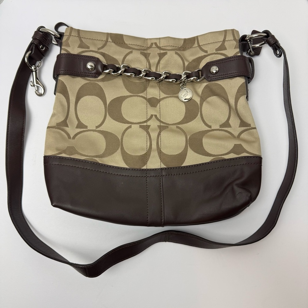 Coach Tan and Brown Shoulder Bag